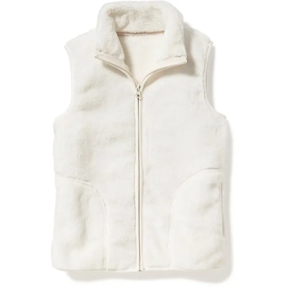 Old Navy Cozy Faux Fur Vest - Coconut Milk White - L (10/12)